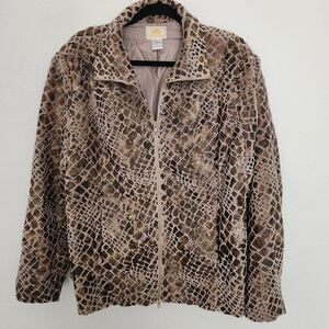 Morgan Cole Womens Vintage Snake Print Zip Front Jacket Lined Size XL